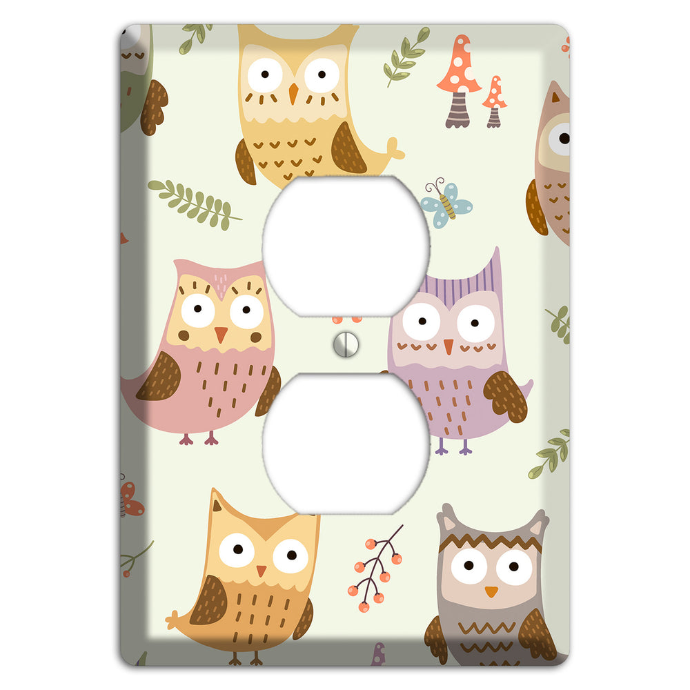 Sleepy Owls (Cream) Duplex Outlet Wallplate