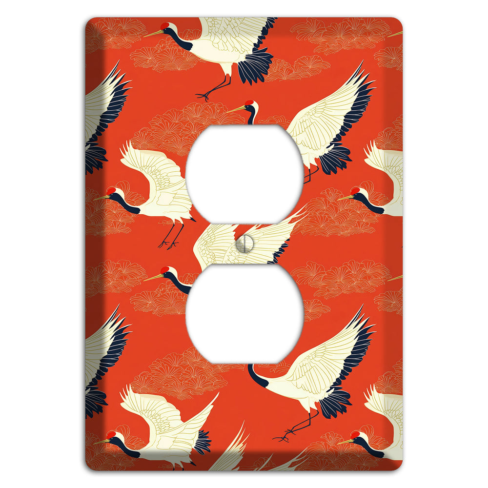 Vermillion Crane Flight Duplex Outlet Wallplate