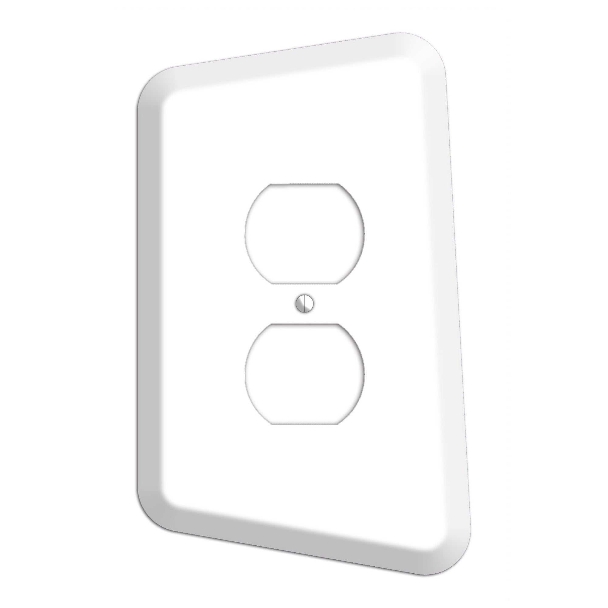 White Mid-Century Duplex Outlet Wallplate
