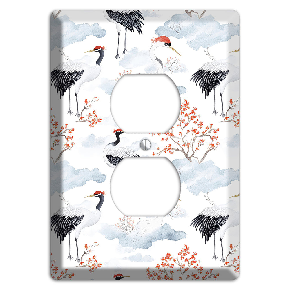 Crimson Crown Cranes Duplex Outlet Wallplate