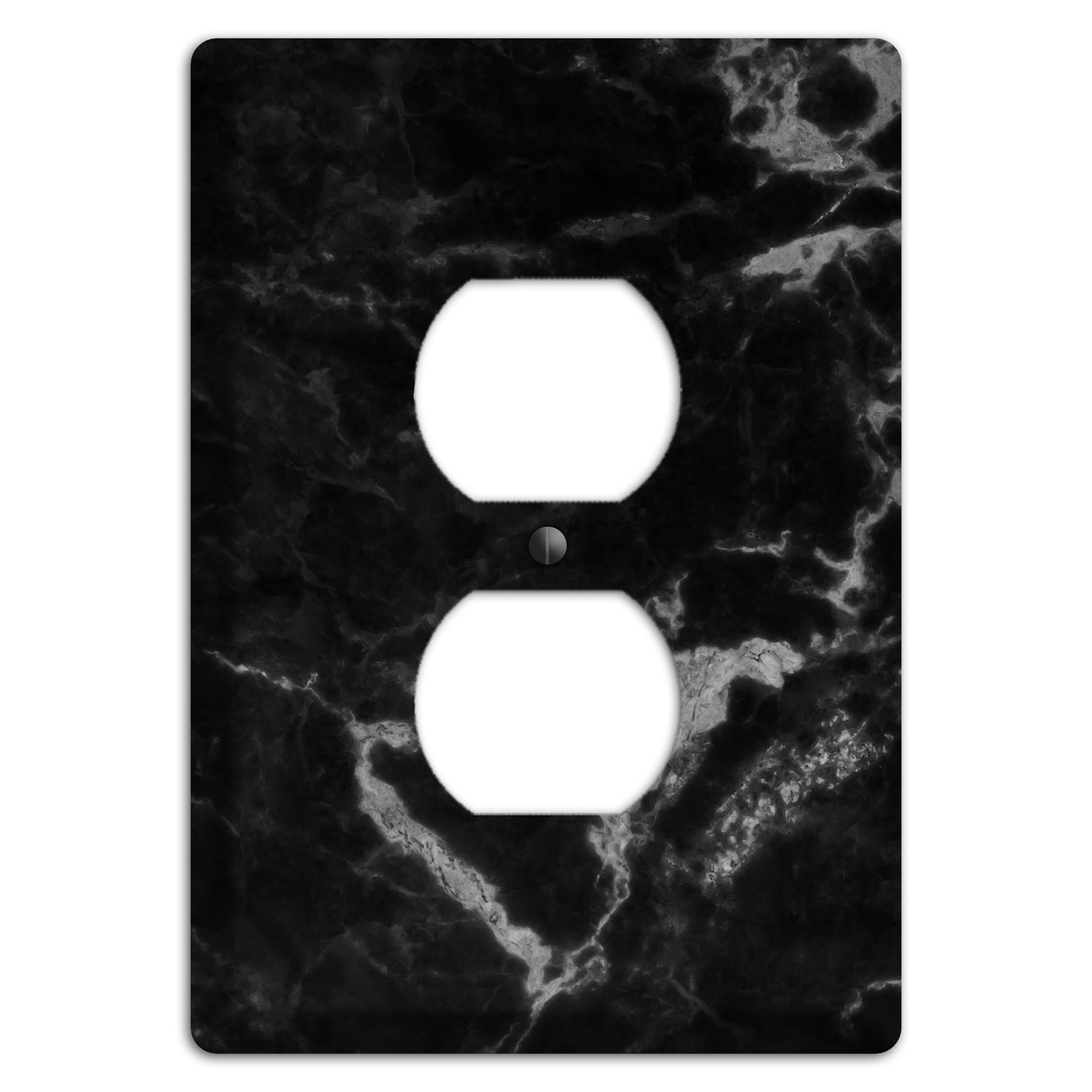 Black and Silver Marble Duplex Outlet Wallplate
