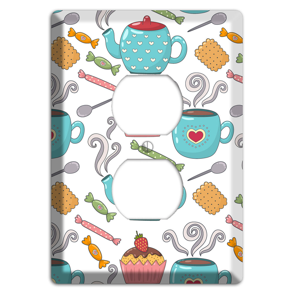 Sweet Tea Party (White) Duplex Outlet Wallplate