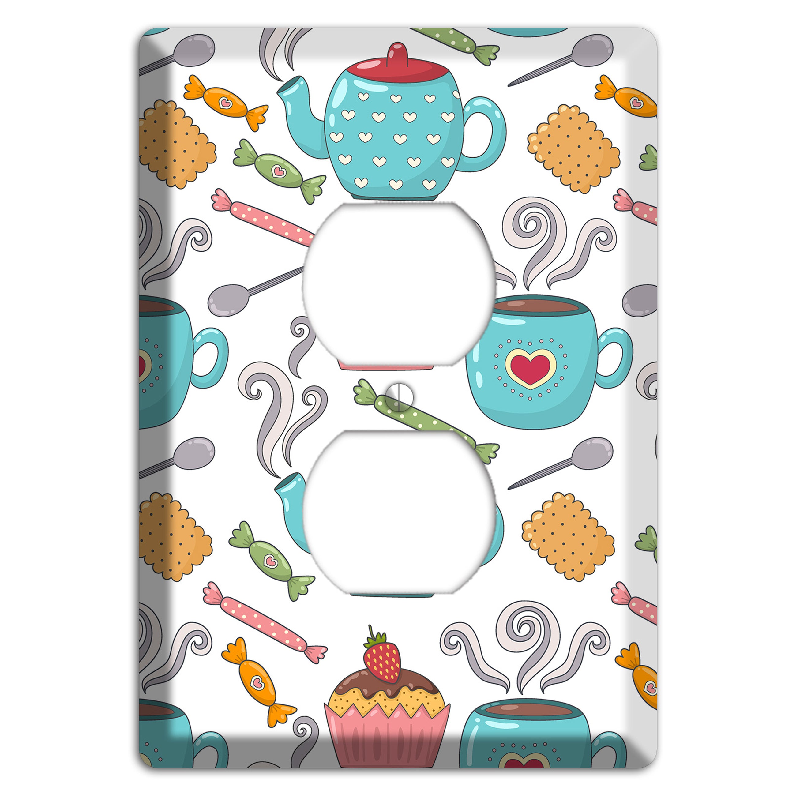 Sweet Tea Party (White) Duplex Outlet Wallplate