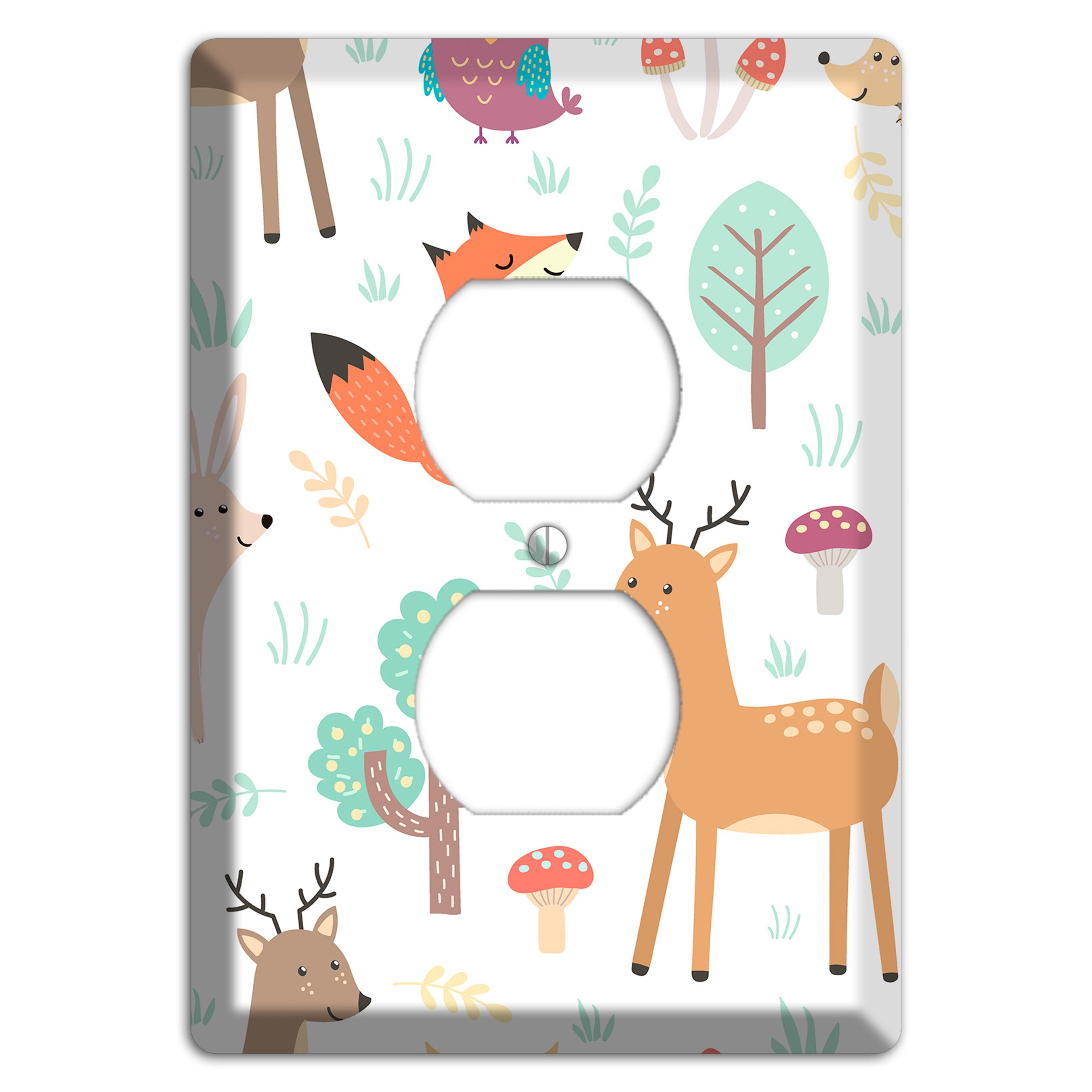 Woodland Friends (White) Duplex Outlet Wallplate