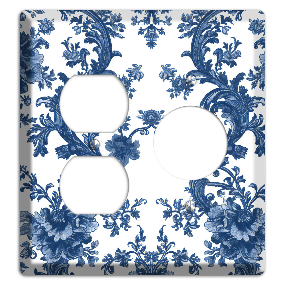 Cobalt Garden Damask Duplex / Receptacle Wallplate