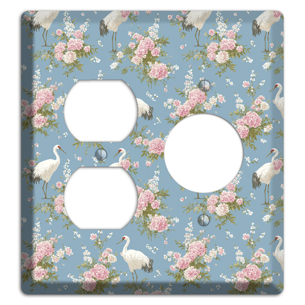 Dusty Blue Peony Flight Duplex / Receptacle Wallplate