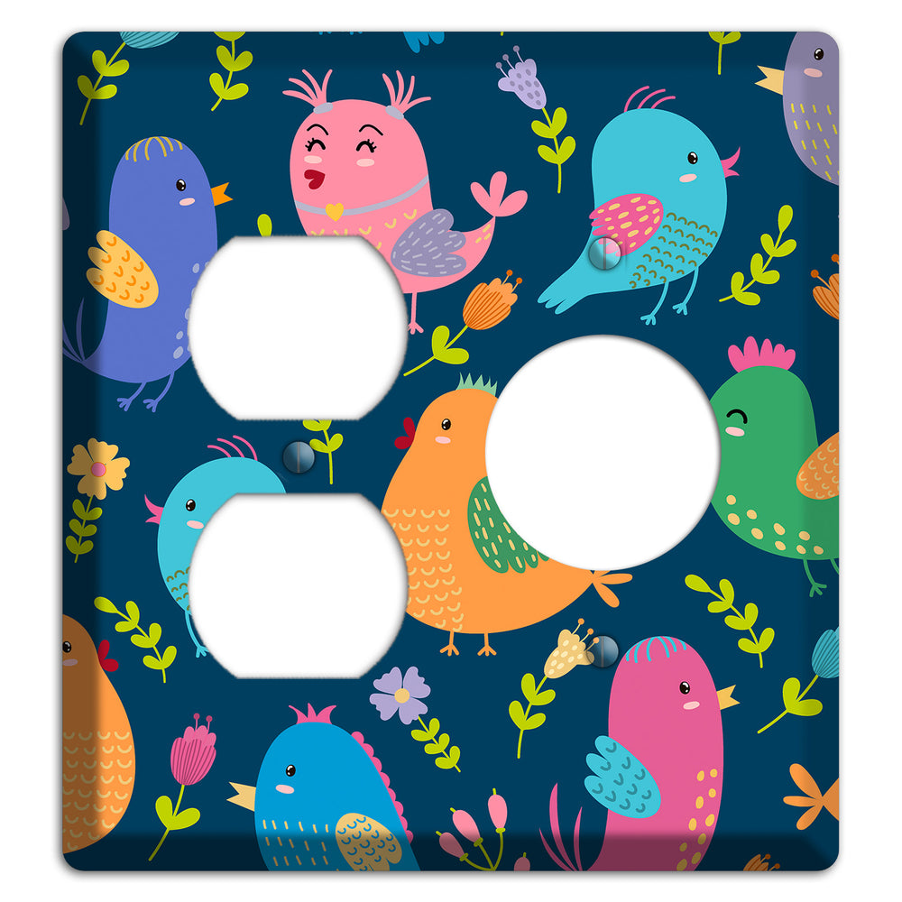 Jungle Chorus (Navy) Duplex / Receptacle Wallplate