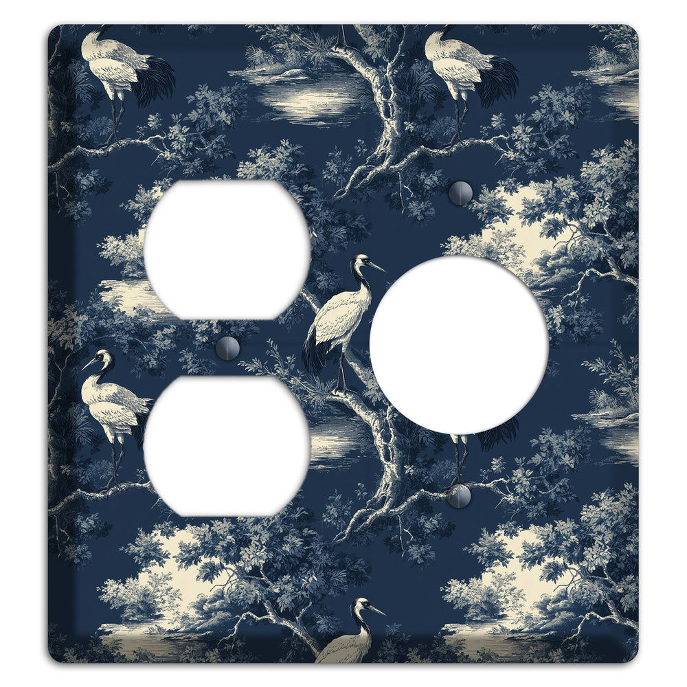 Midnight Crane Toile Duplex / Receptacle Wallplate