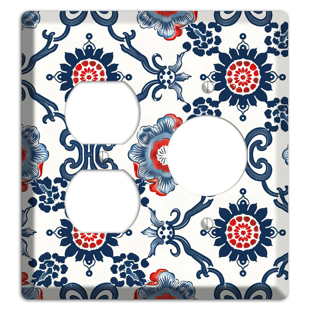 Indigo Court Florals Duplex / Receptacle Wallplate