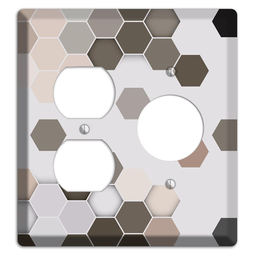 Hex Grid ‚Äì Cool Slate Duplex / Receptacle Wallplate