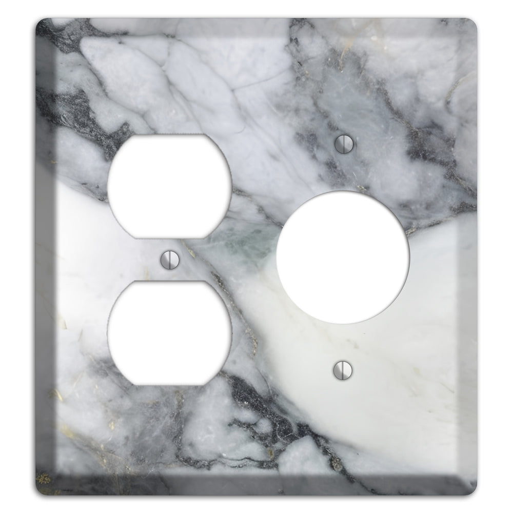 White and Grey Marble Duplex / Receptacle Wallplate