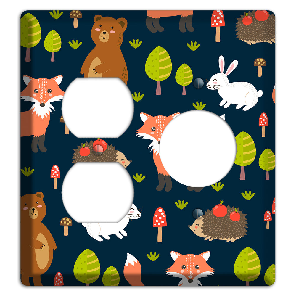 Forest Critters (Navy) Duplex / Receptacle Wallplate