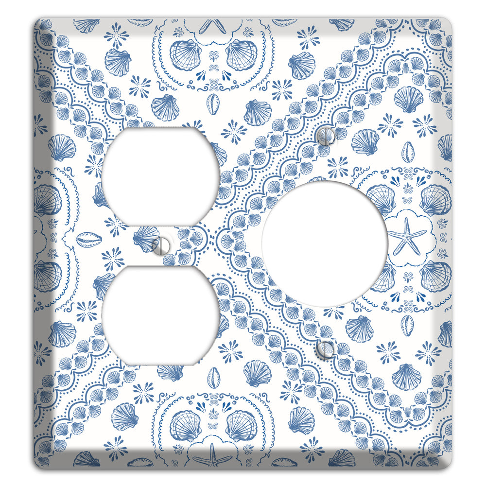 Azure Shell Damask Duplex / Receptacle Wallplate