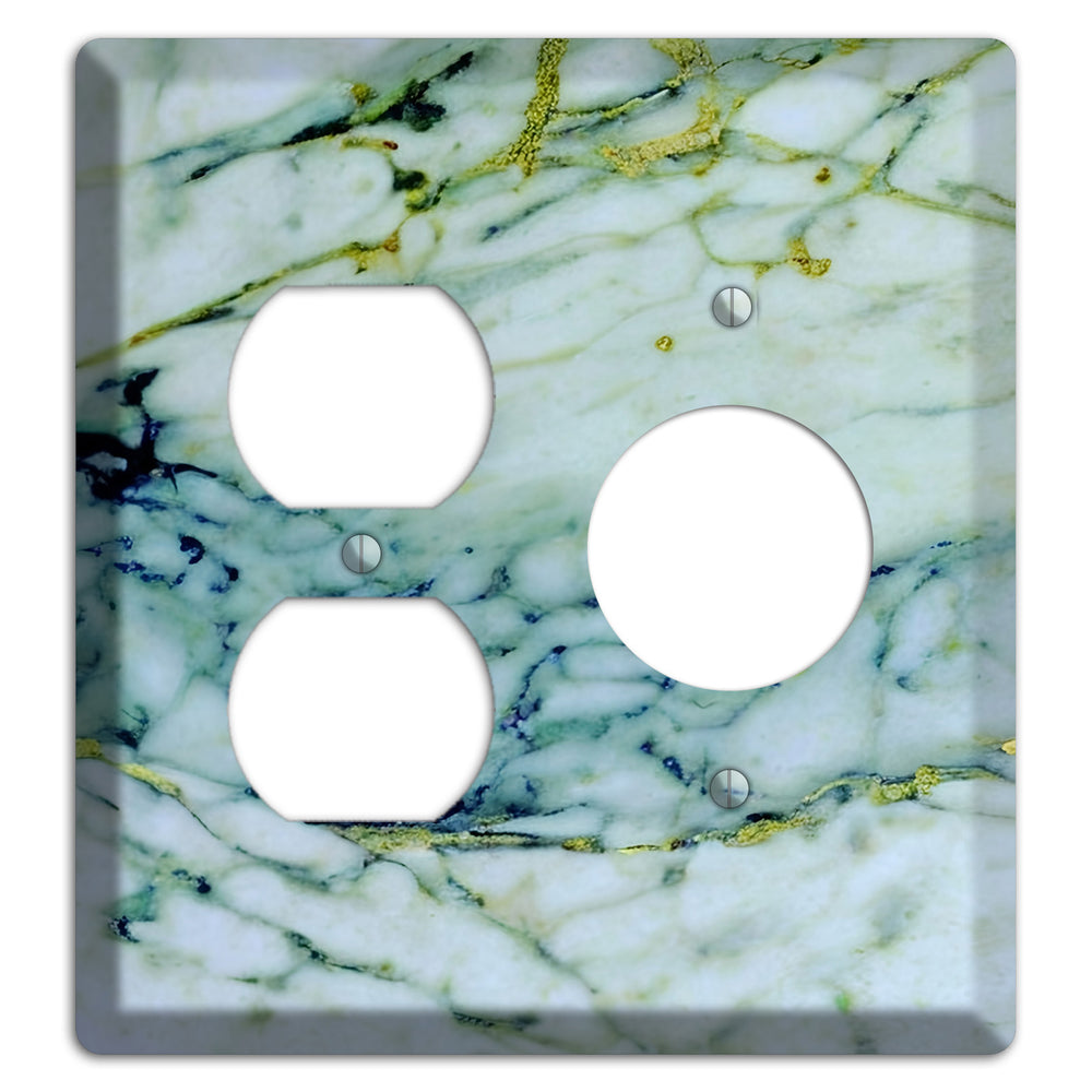 White, Green and Blue Marble Duplex / Receptacle Wallplate