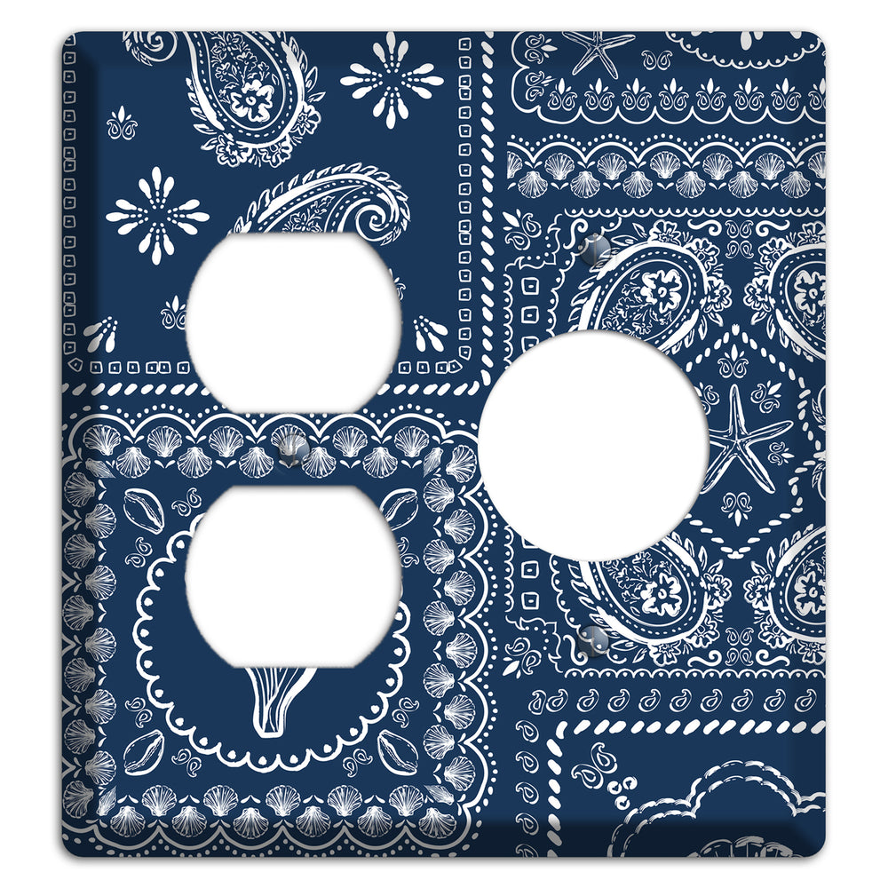 Navy Paisley Patchwork Duplex / Receptacle Wallplate