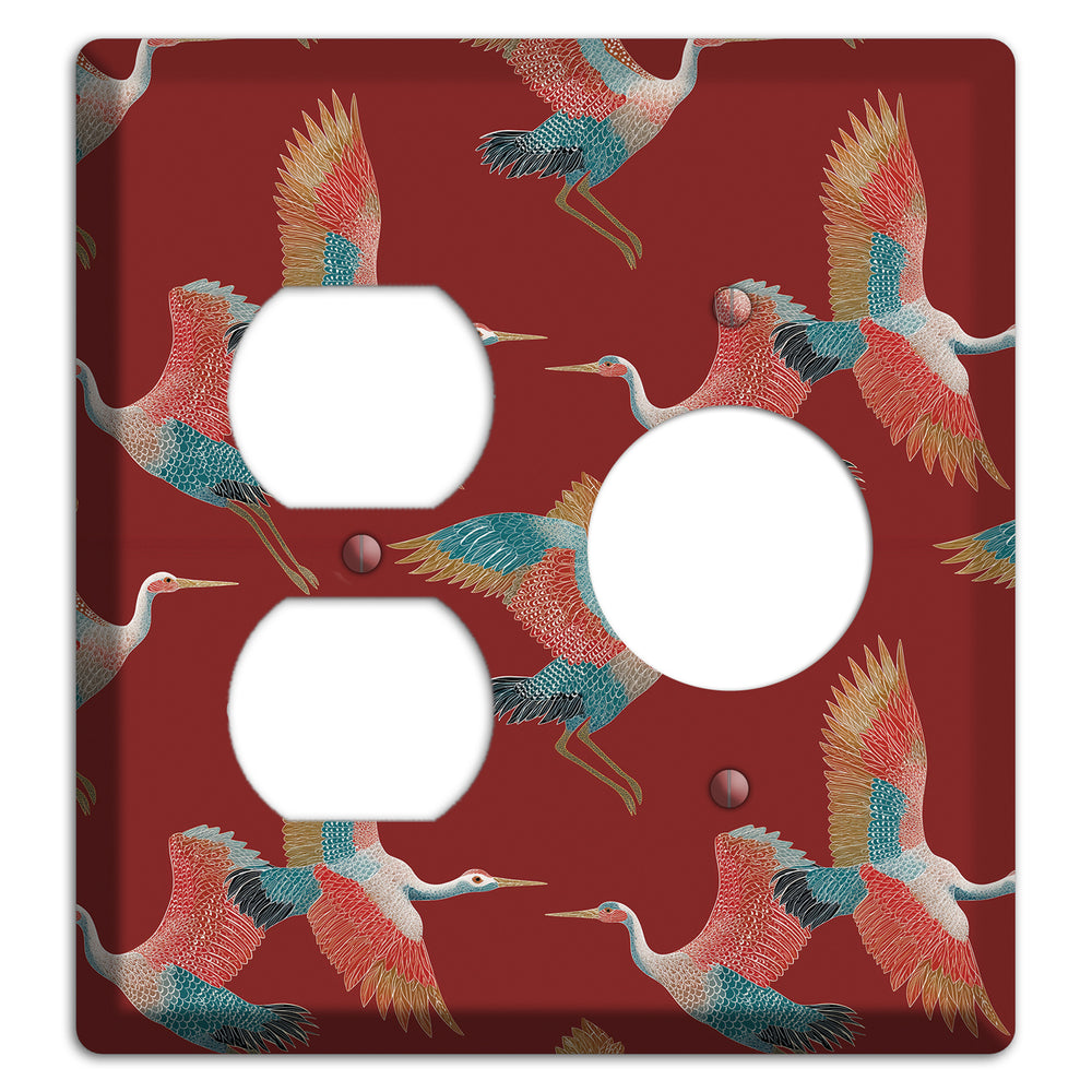 Crimson Heron Dance Duplex / Receptacle Wallplate