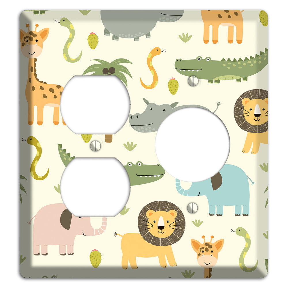 Jungle Friends (Cream) Duplex / Receptacle Wallplate