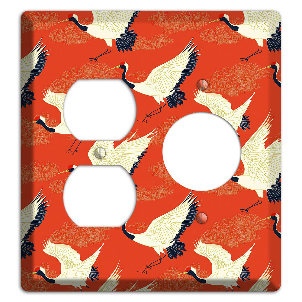 Vermillion Crane Flight Duplex / Receptacle Wallplate