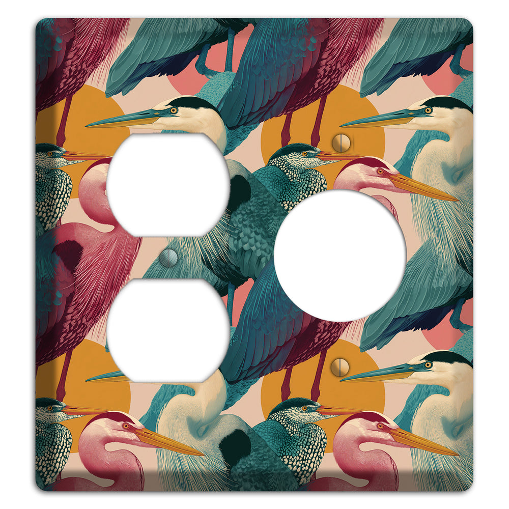 Teal Heron Mosaic Duplex / Receptacle Wallplate