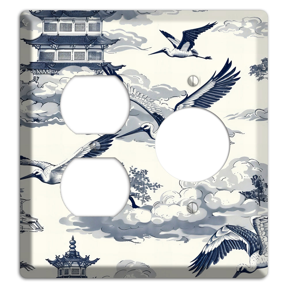 Crane Sky Toile Duplex / Receptacle Wallplate