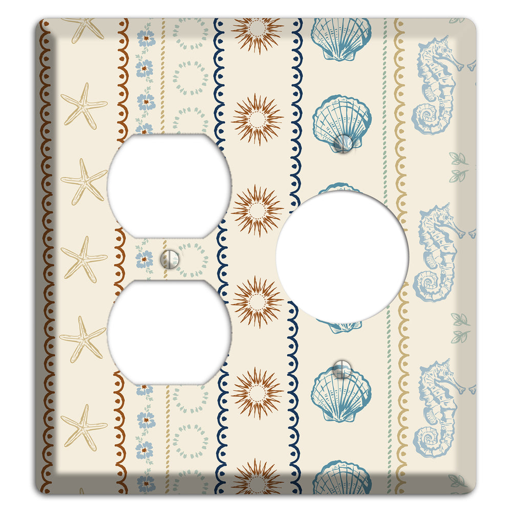 Ivory Seahorse Stripe Duplex / Receptacle Wallplate