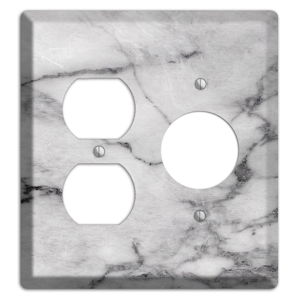 Gray and White Marble Duplex / Receptacle Wallplate