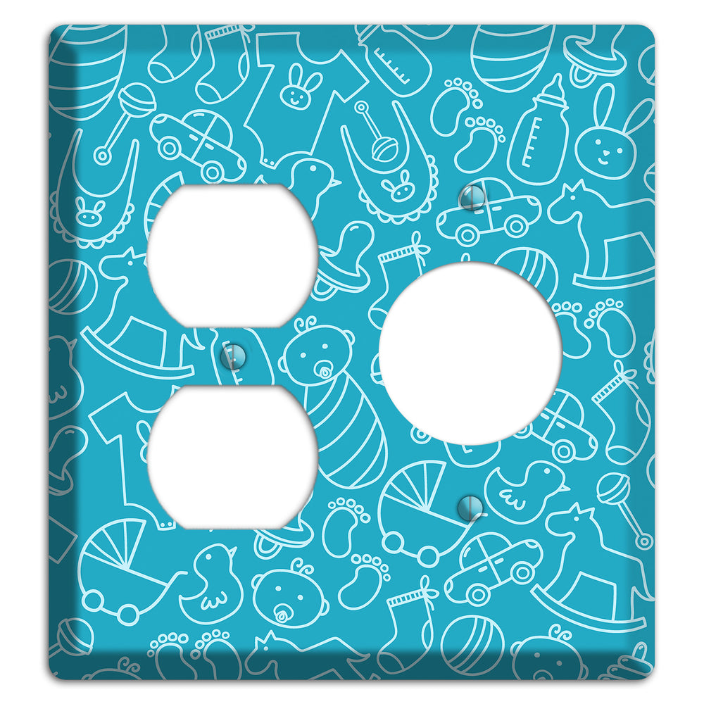Line Art Baby Blue Duplex / Receptacle Wallplate
