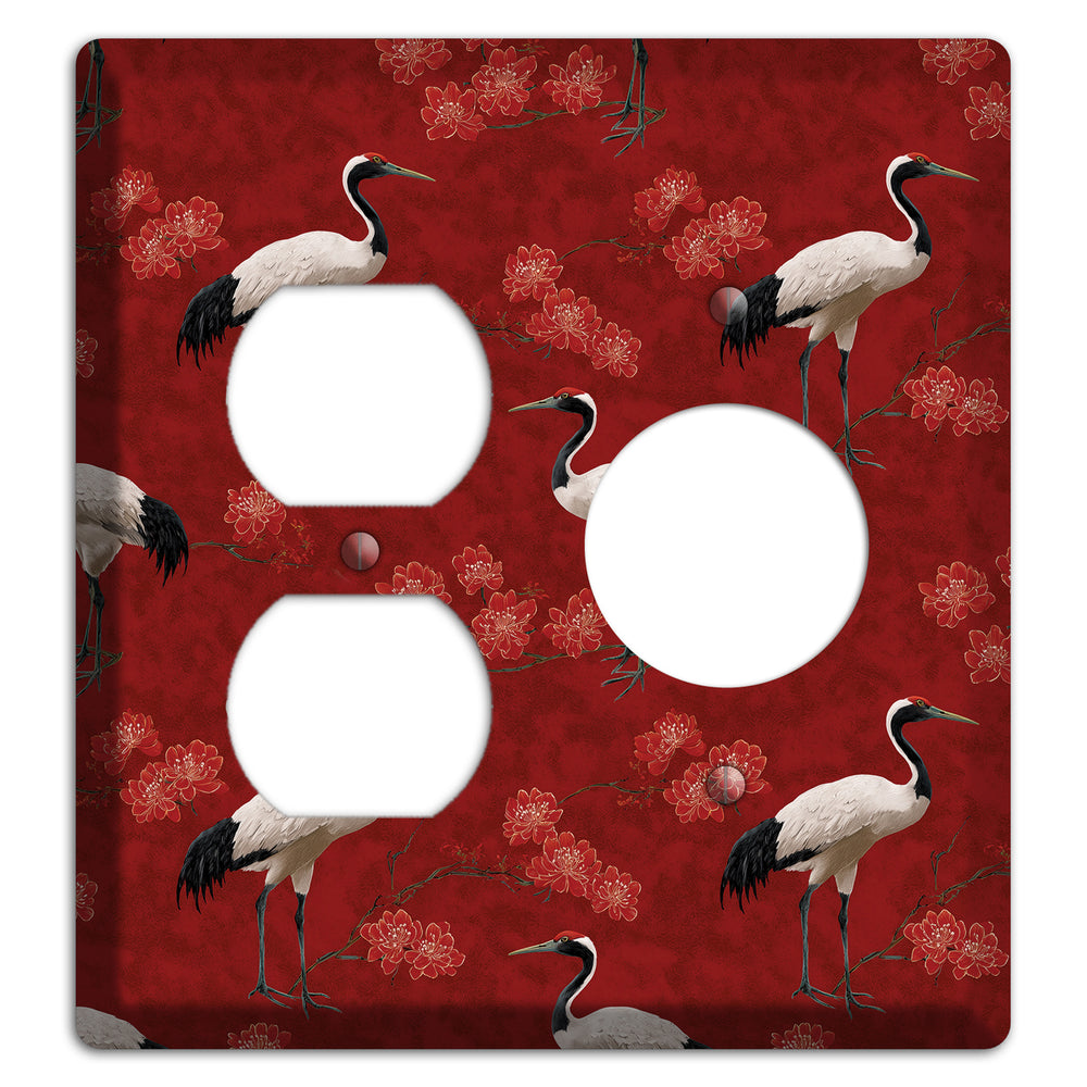 Vermillion Crane Bloom Duplex / Receptacle Wallplate