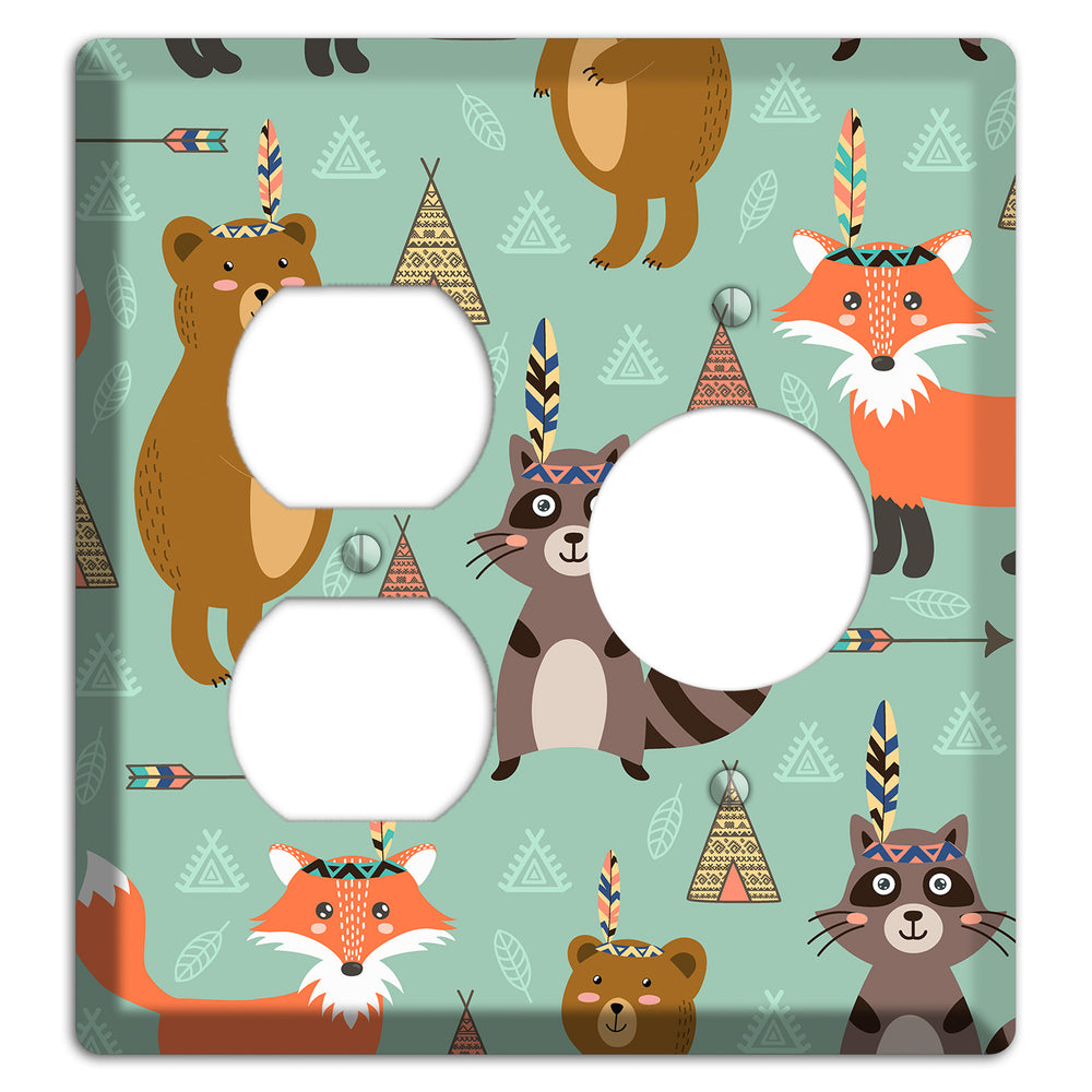 Tribal Woodland Camp Duplex / Receptacle Wallplate