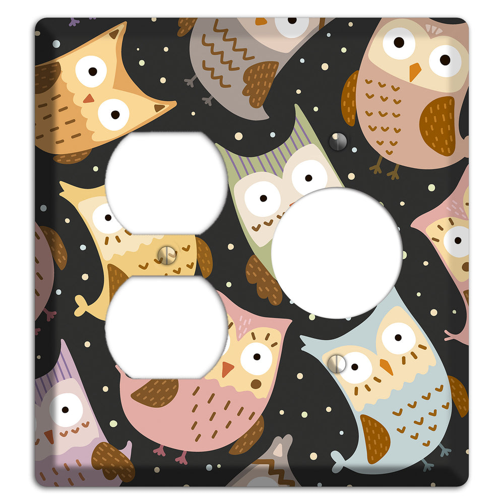 Sleepy Owls (Charcoal) Duplex / Receptacle Wallplate