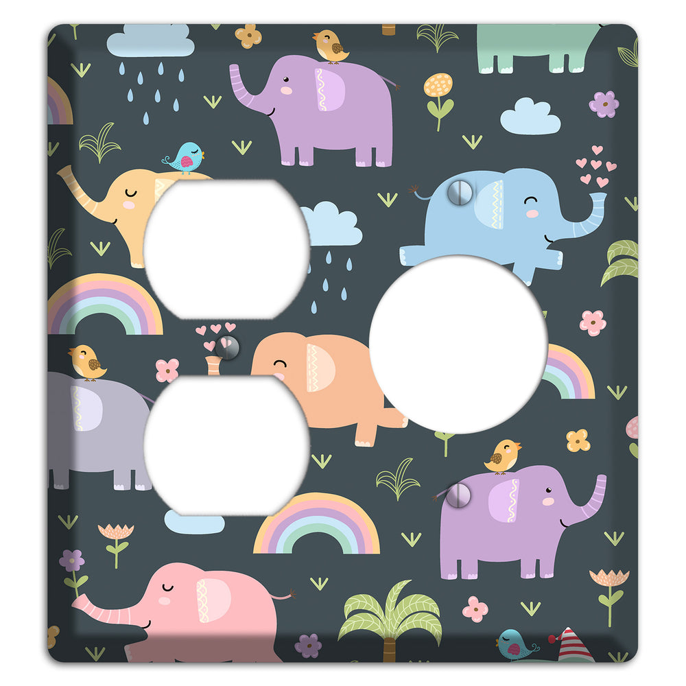 Elephant Parade (Charcoal) Duplex / Receptacle Wallplate