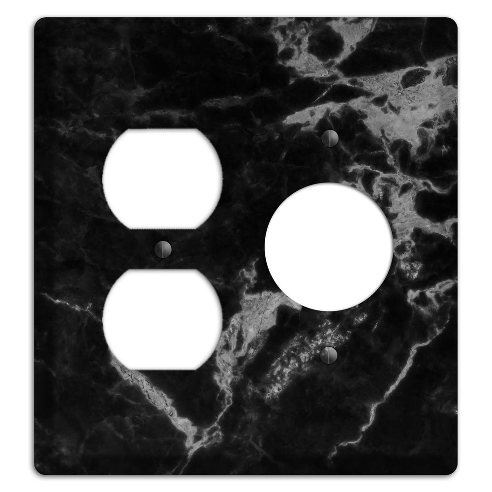 Black and Silver Marble Duplex / Receptacle Wallplate