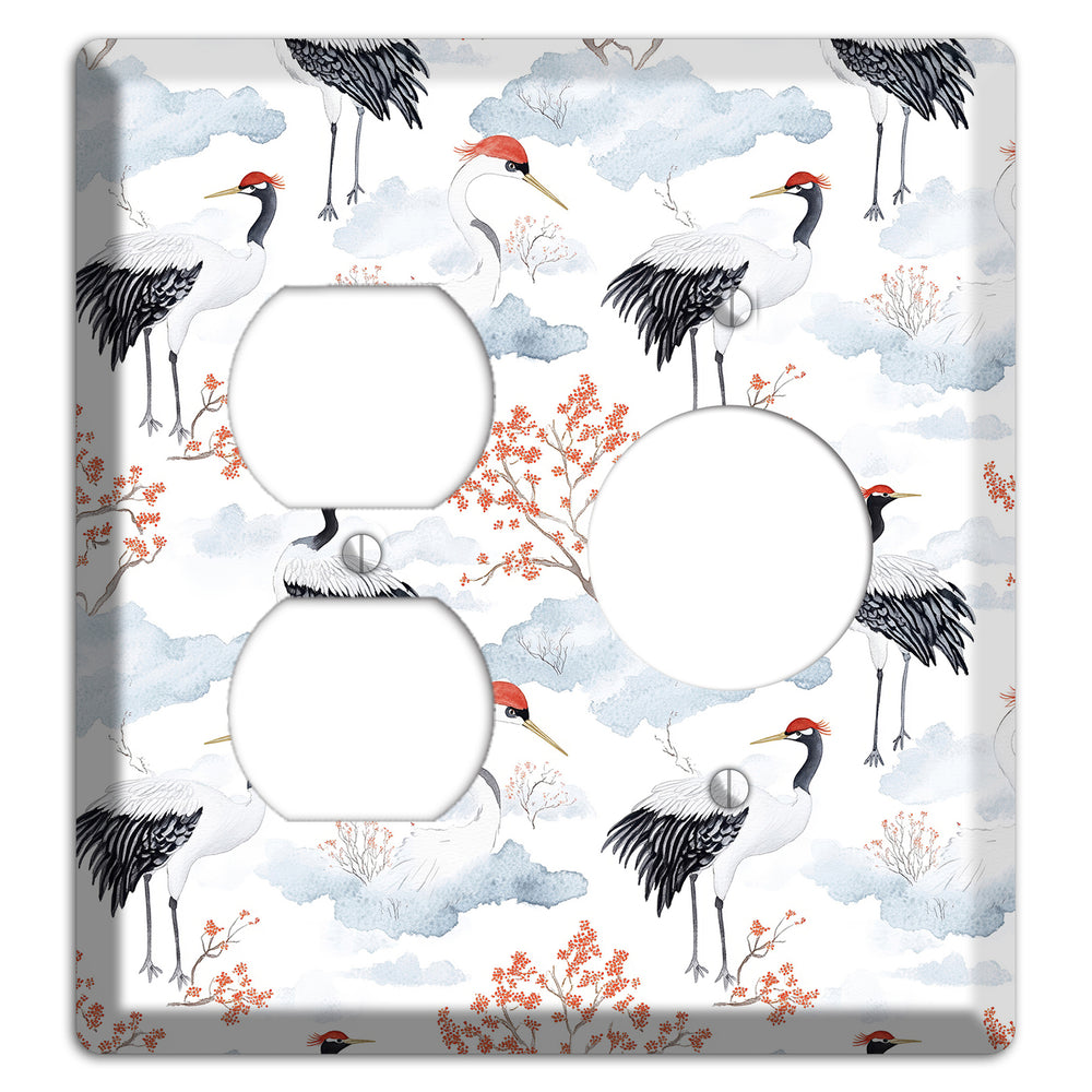 Crimson Crown Cranes Duplex / Receptacle Wallplate