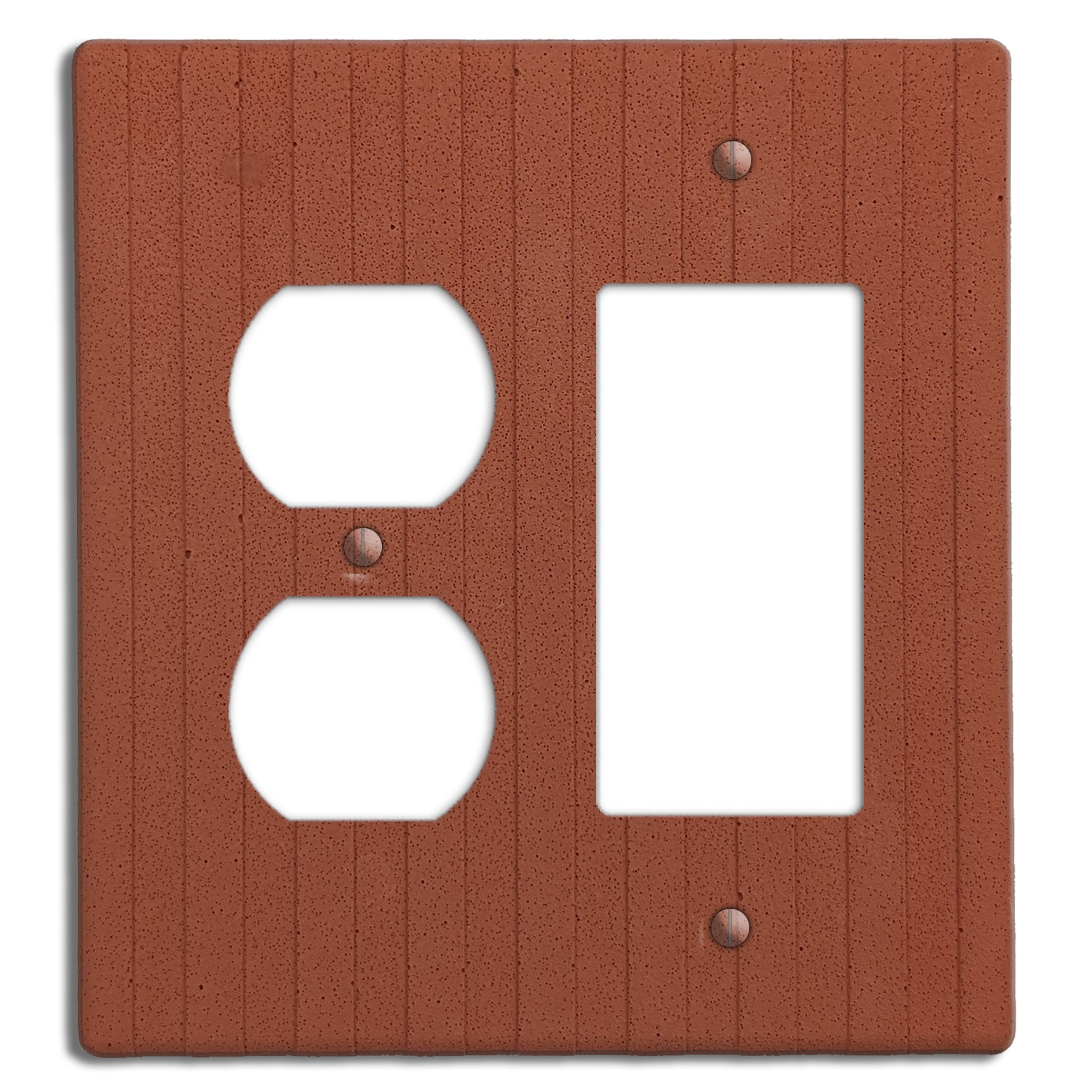 Terra Red Boho Stripes Rocker / Duplex Outlet Cover Plate