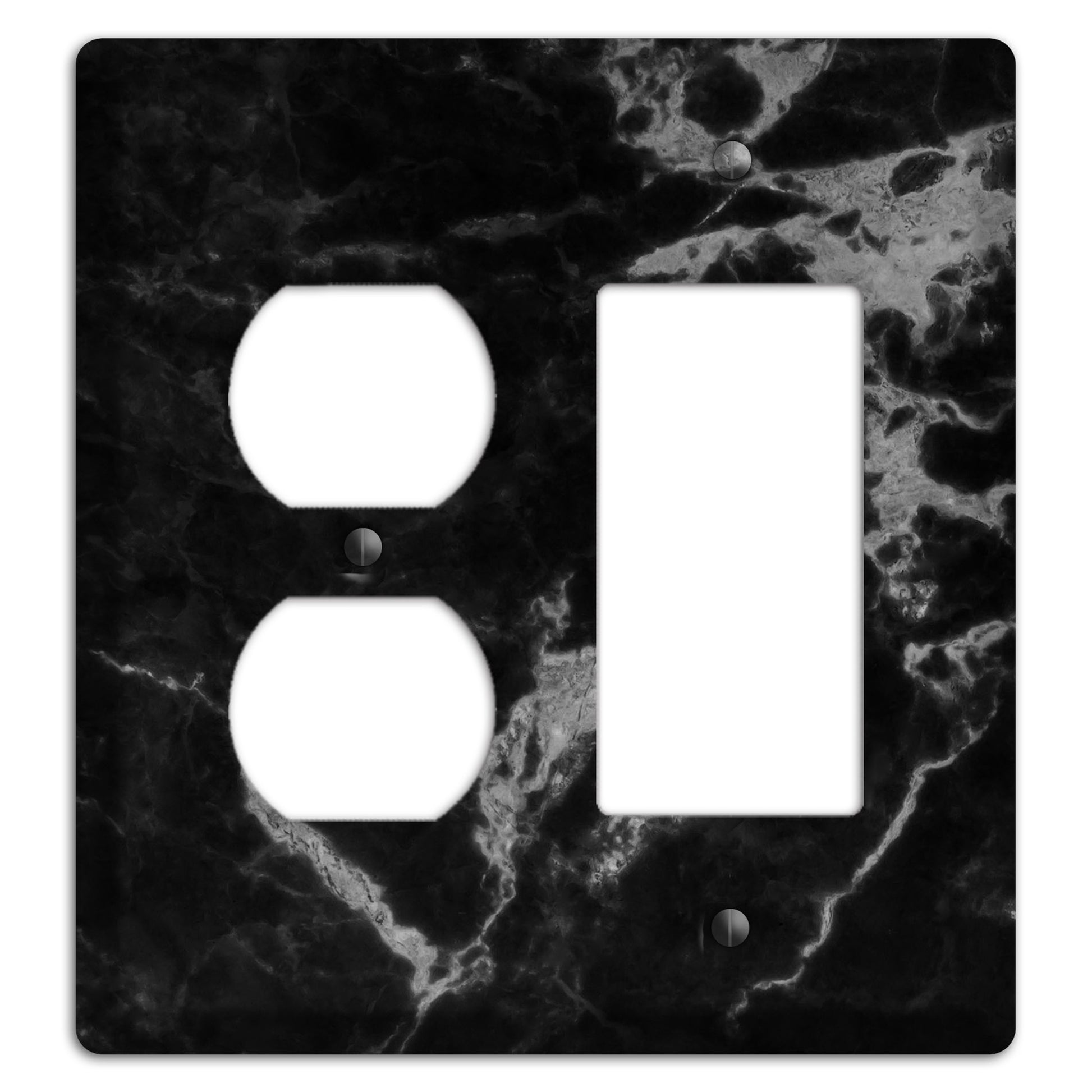 Black and Silver Marble Duplex / Rocker Wallplate