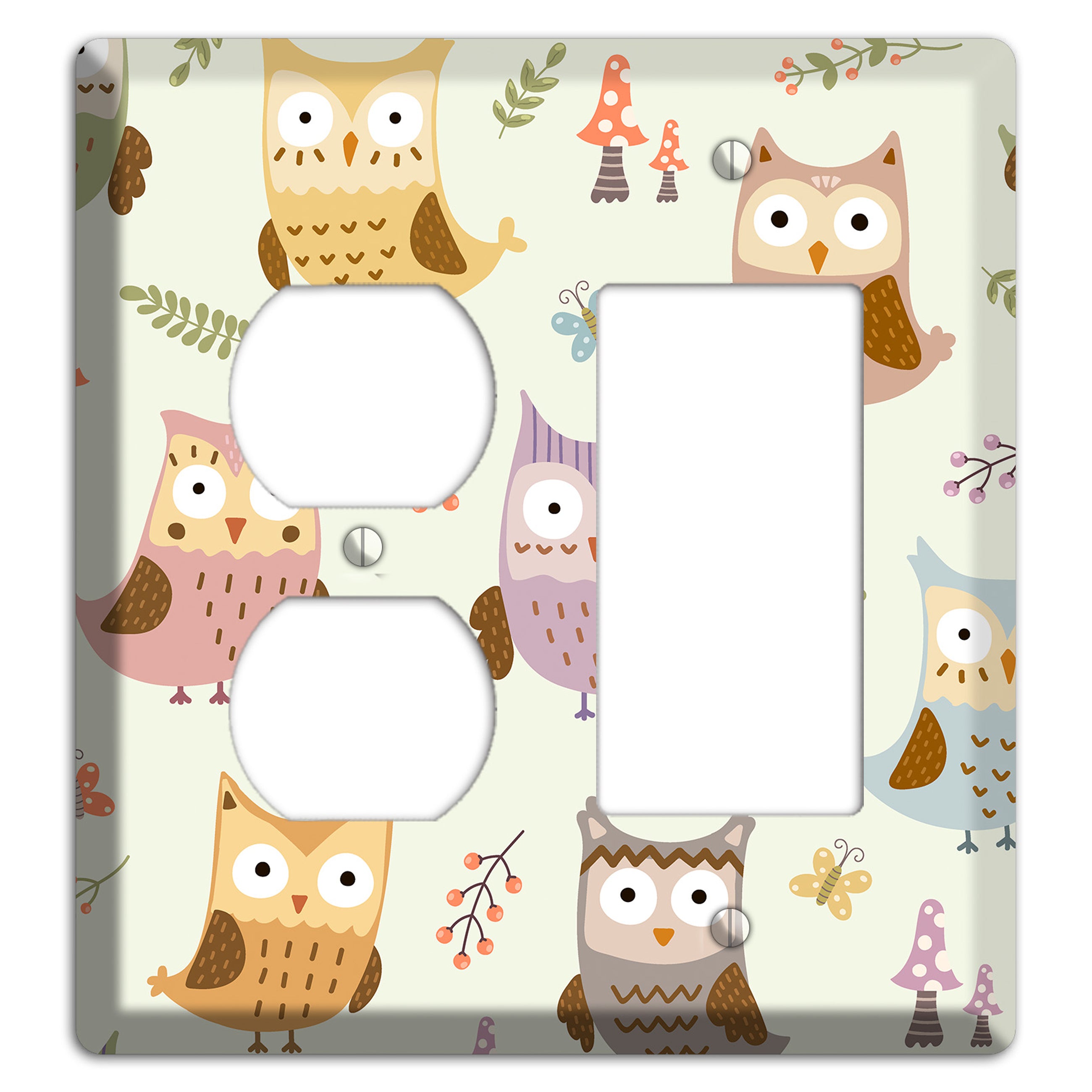 Sleepy Owls (Cream) Duplex / Rocker Wallplate