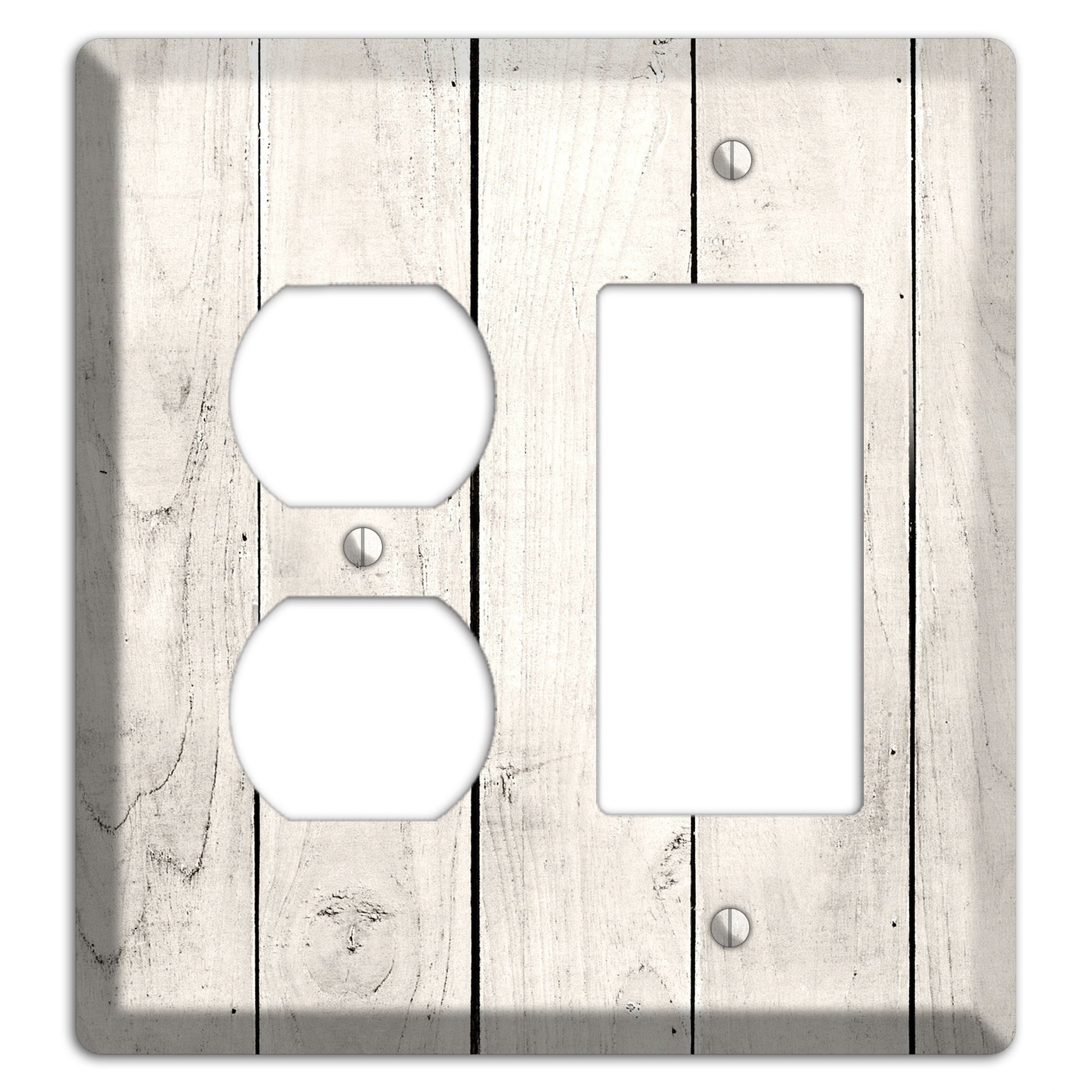 Whitewashed Planks Duplex / Rocker Wallplate