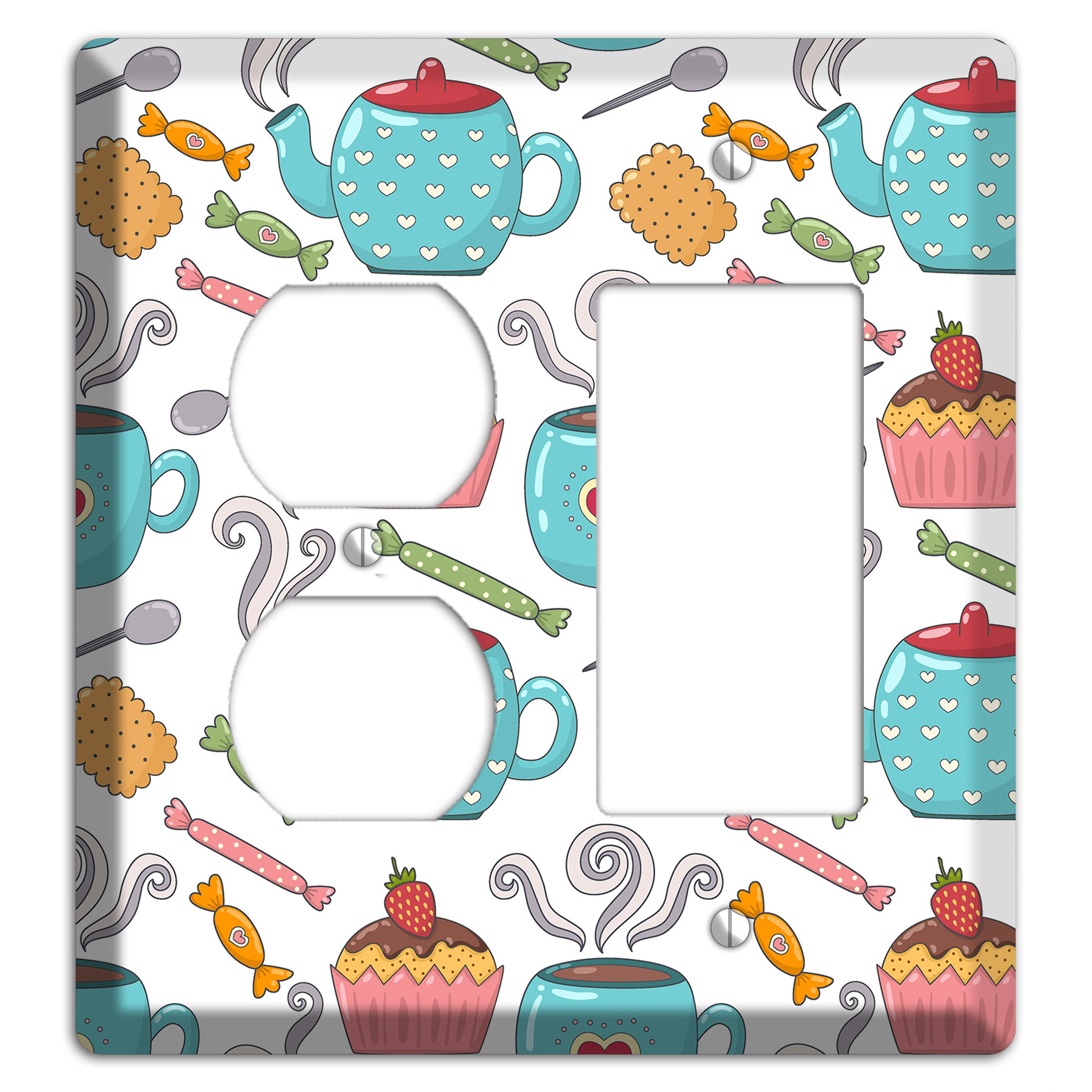 Sweet Tea Party (White) Duplex / Rocker Wallplate