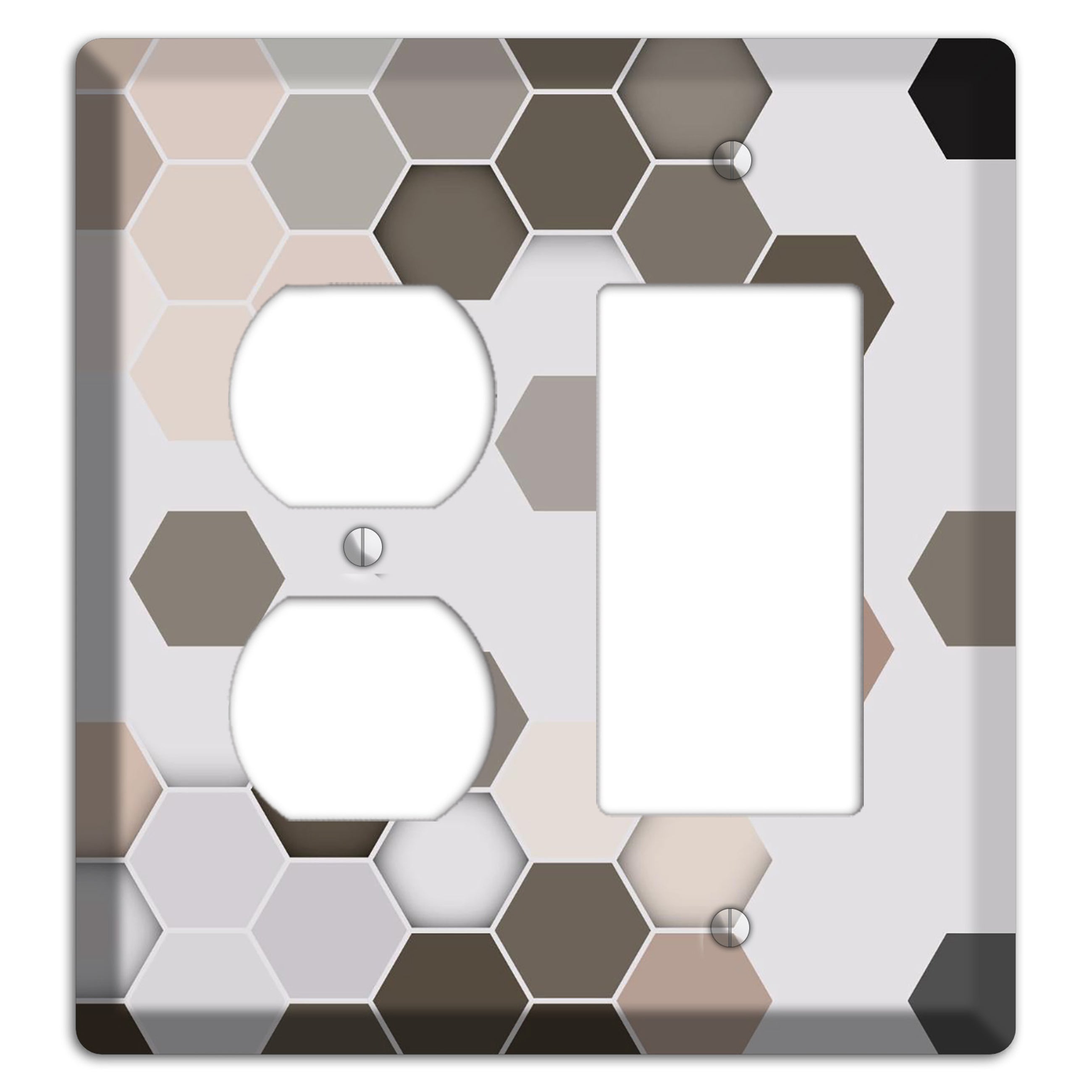 Hex Grid – Cool Slate Duplex / Rocker Wallplate