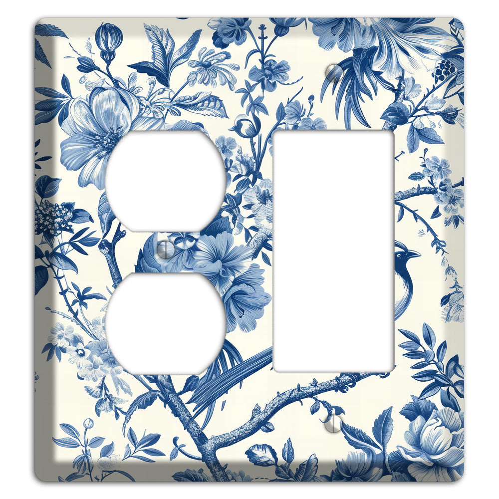 Garden Reverie Blue Duplex / Rocker Wallplate