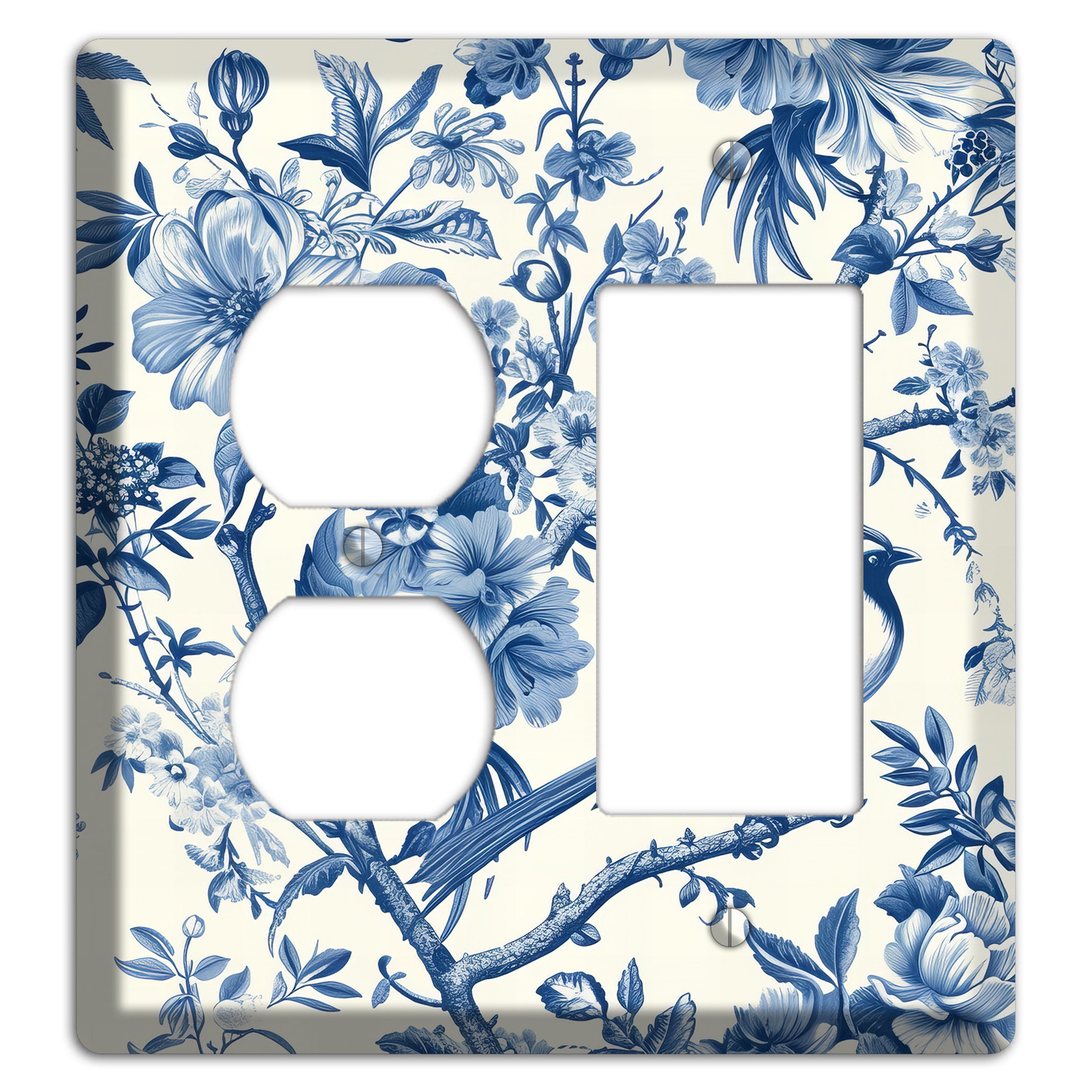 Garden Reverie Blue Duplex / Rocker Wallplate