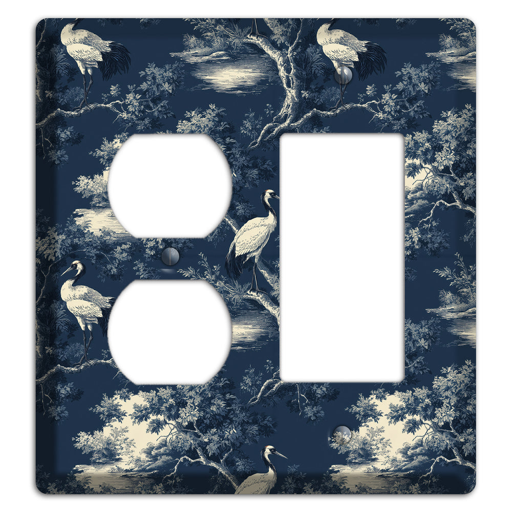 Midnight Crane Toile Duplex / Rocker Wallplate