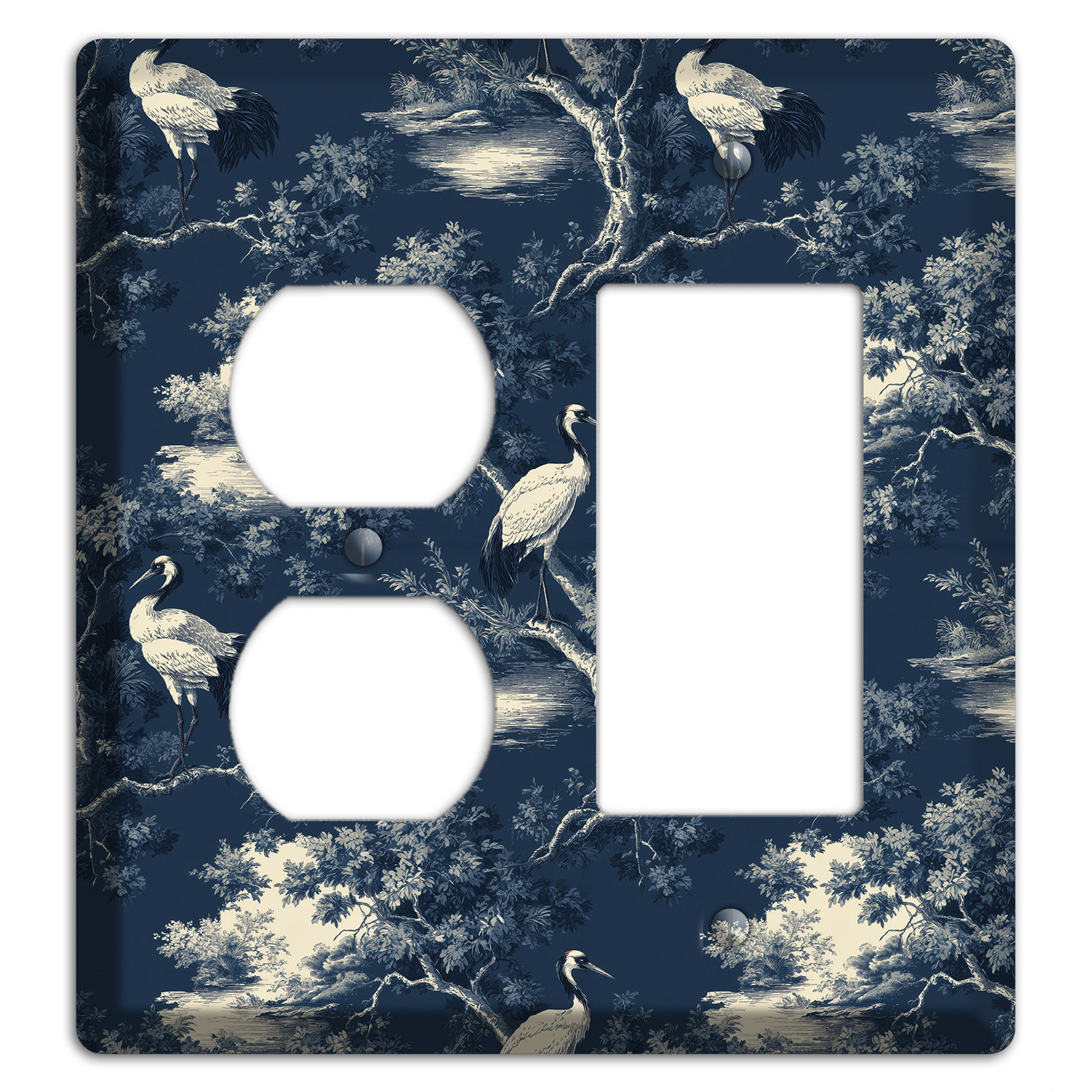 Midnight Crane Toile Duplex / Rocker Wallplate