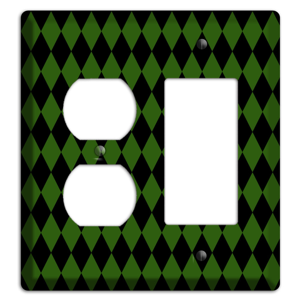 Jester's Diamonds: Green Duplex / Rocker Wallplate
