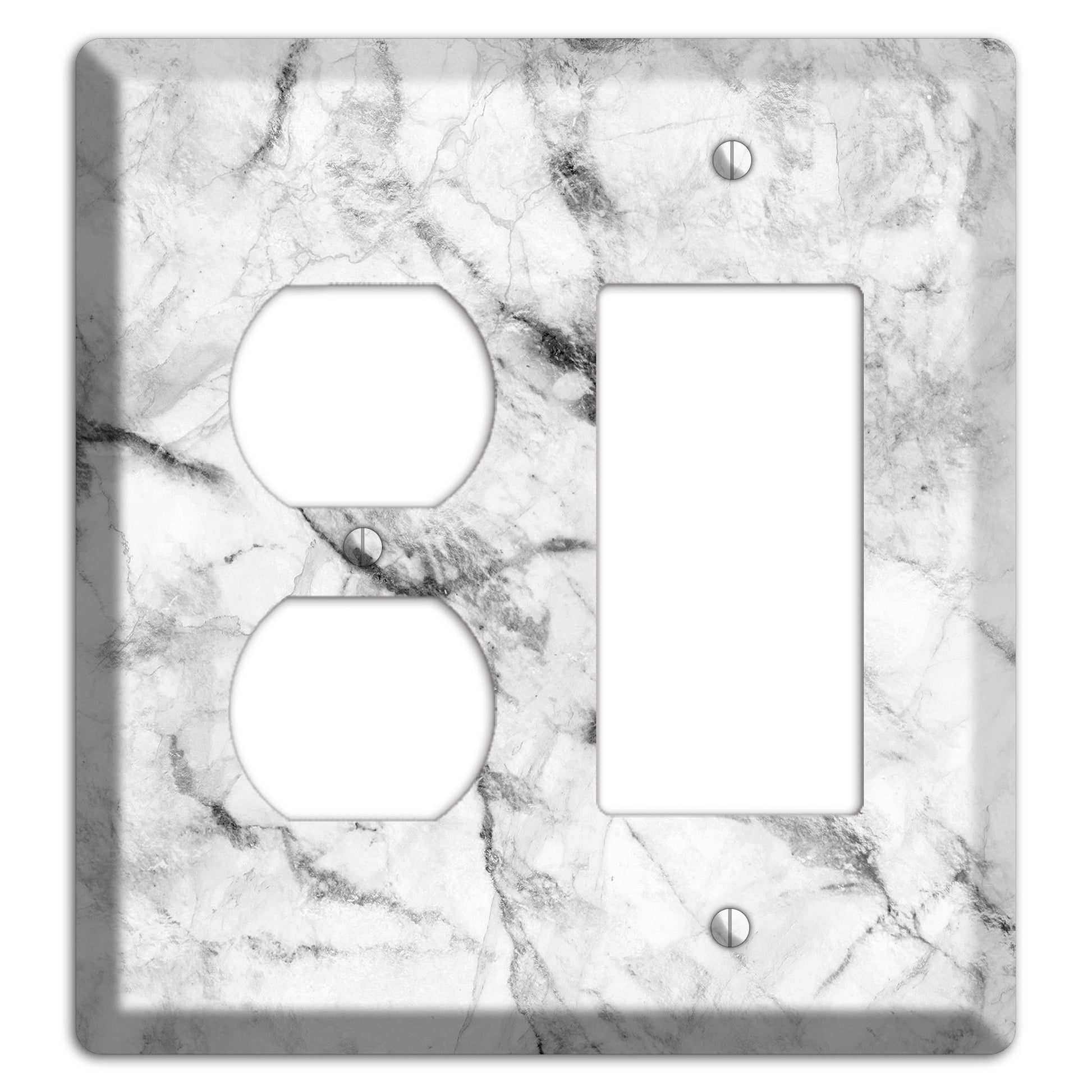 White and Gray Marble Duplex / Rocker Wallplate