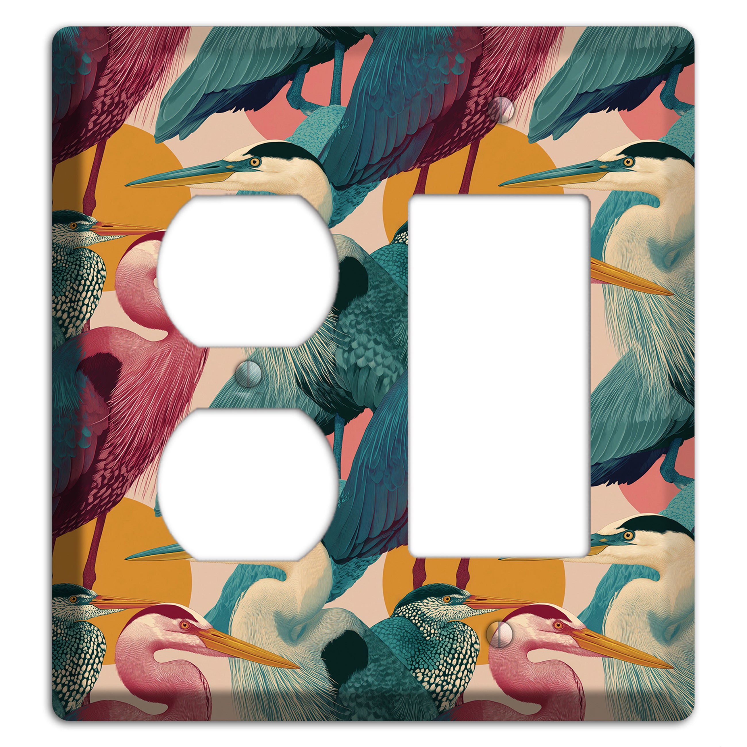 Teal Heron Mosaic Duplex / Rocker Wallplate