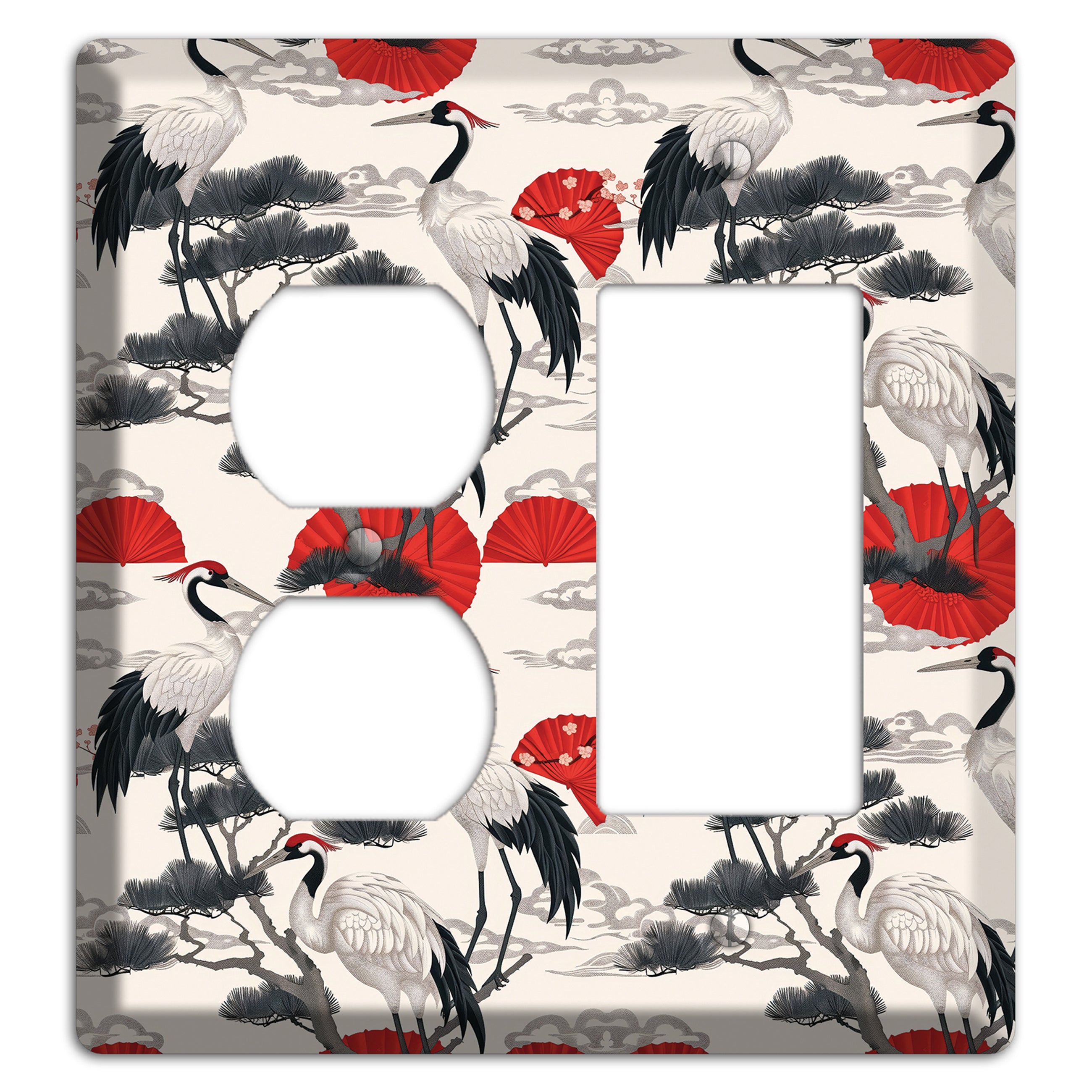 Crimson Fan & Pine Duplex / Rocker Wallplate