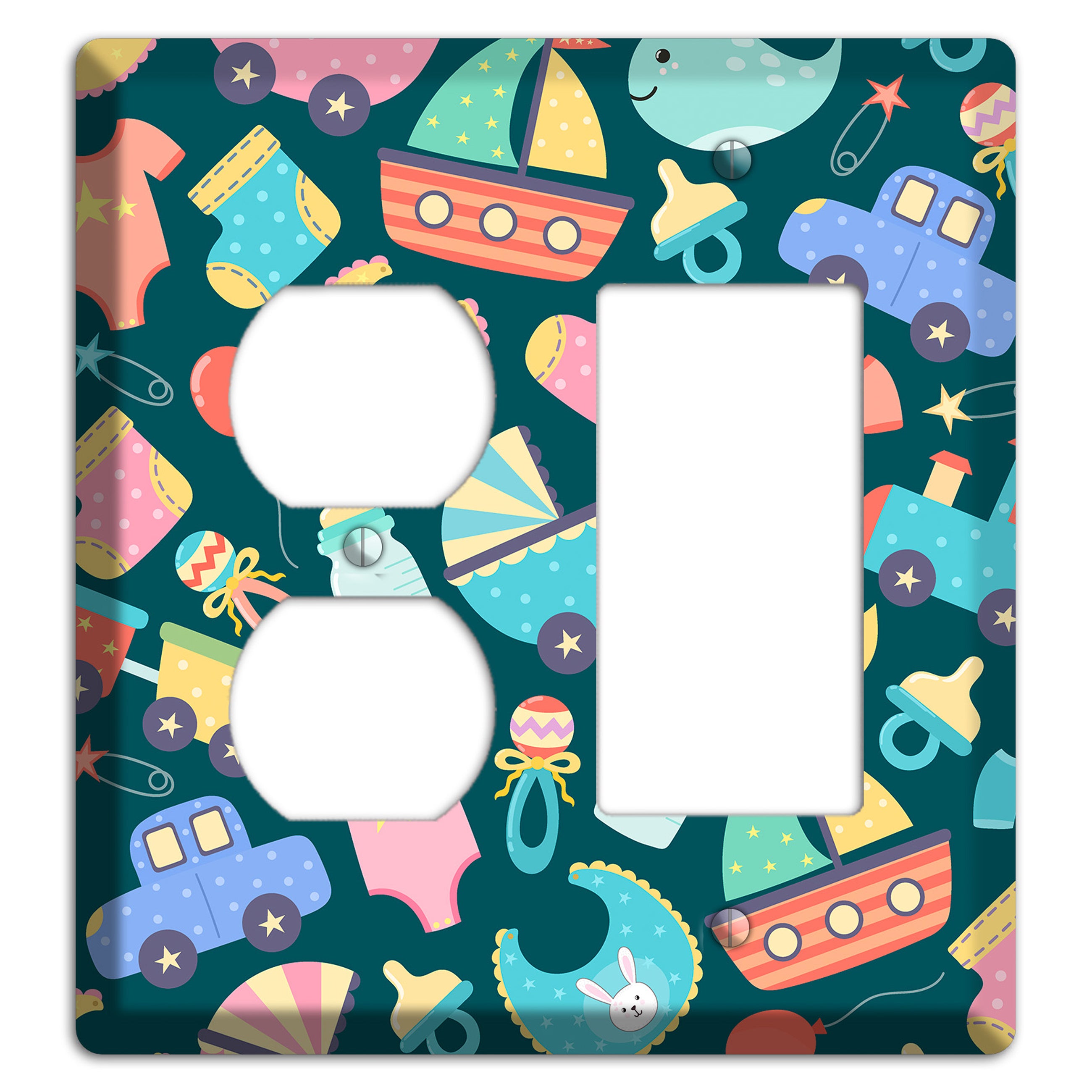 Baby Parade (Teal) Duplex / Rocker Wallplate