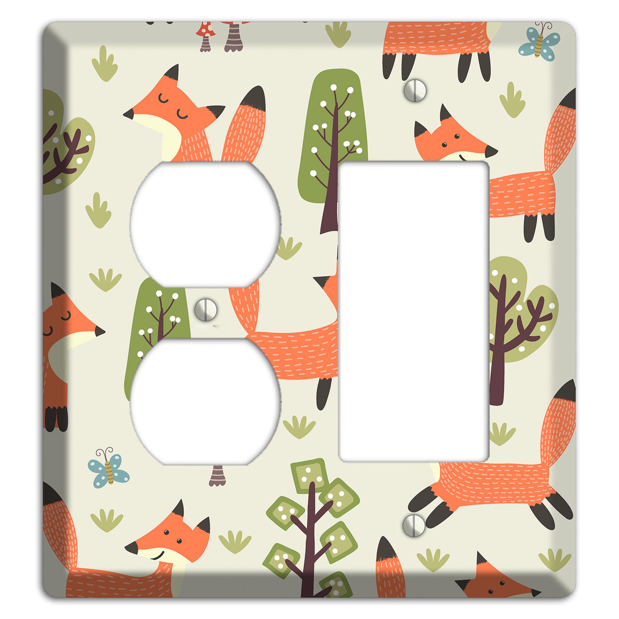 Fox & Forest (Olive) Duplex / Rocker Wallplate