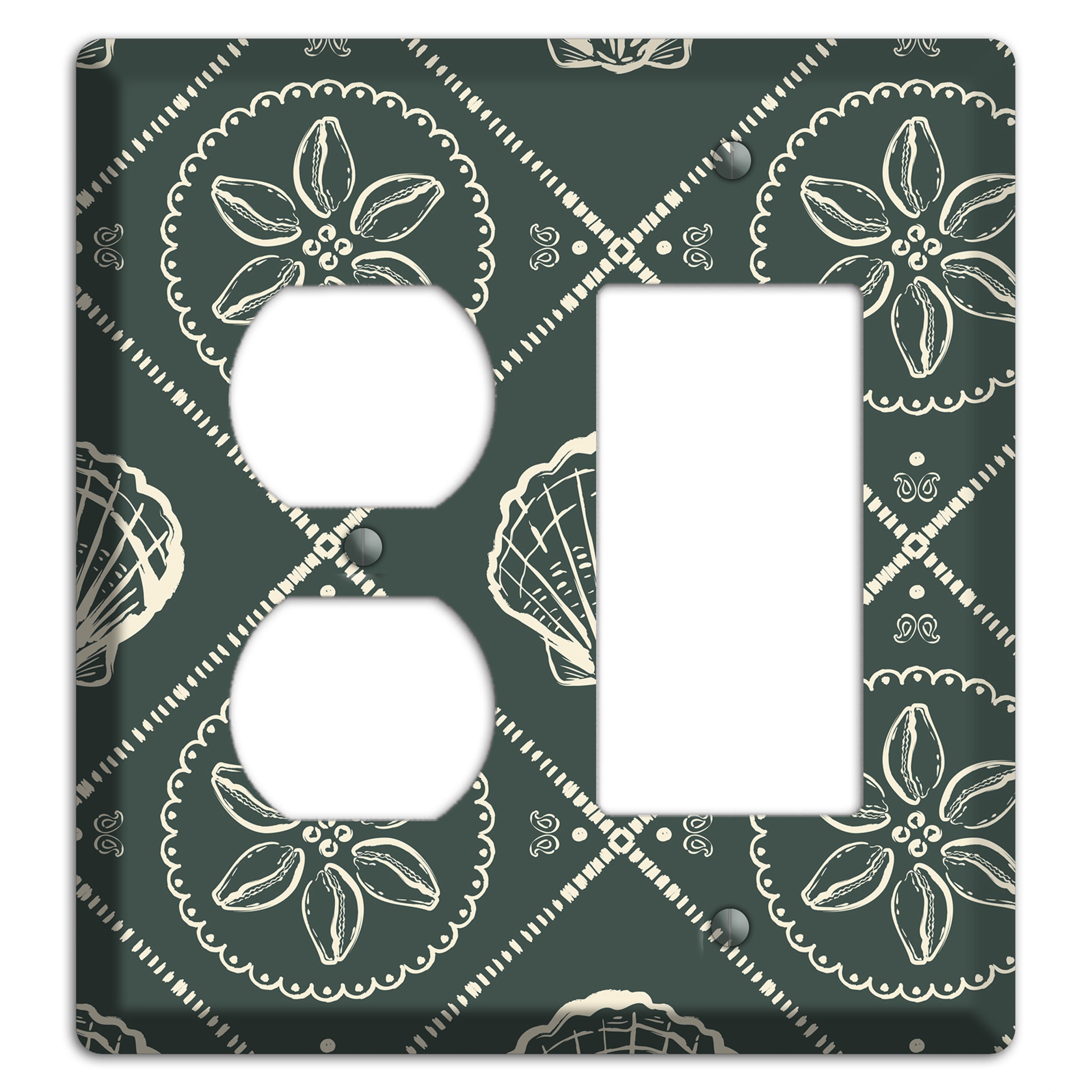 Slate Cowrie Medallion Duplex / Rocker Wallplate
